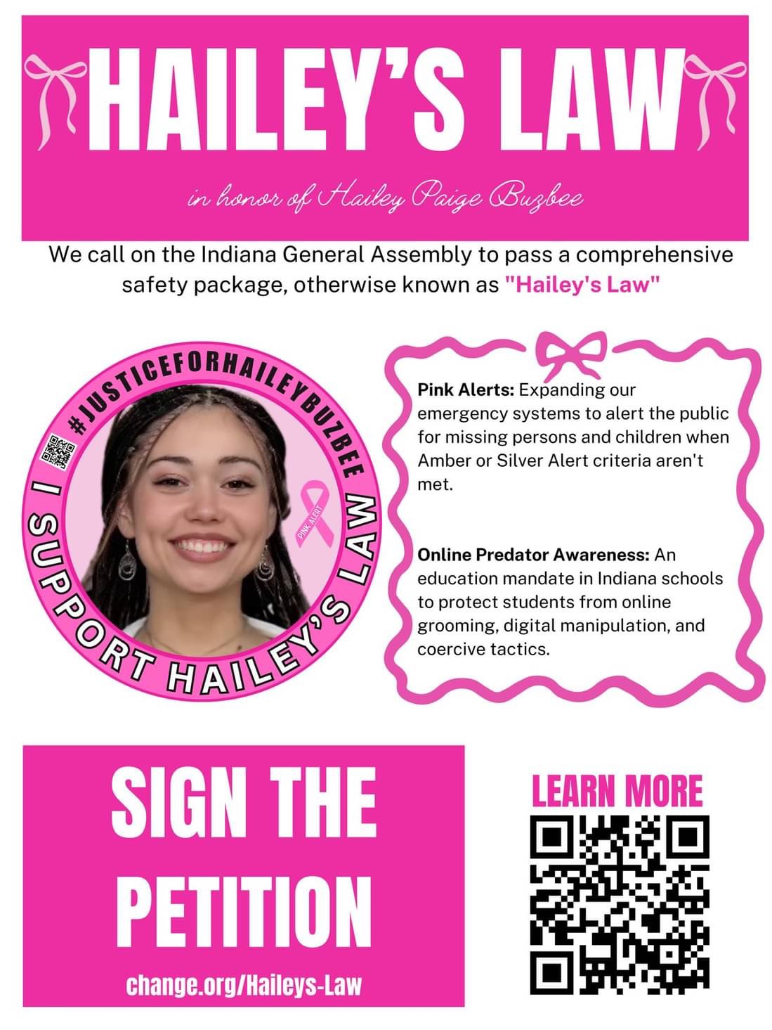 Hailey Buzbee Pink Alert Petition Page