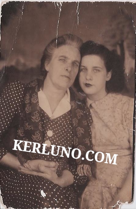 Two women in sepia-colored photo